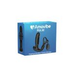 Инновационный масcажер простаты с постукивающим язычком Amovibe Pulse с эрекционными кольцами и пультом ДУ - чёрный - 13 см