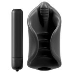 Мастурбатор PDX Elite Vibrating Silicone Stimulator с дополнительной стимуляцией уздечки - чёрный