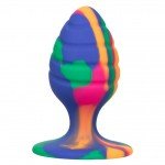 Текстурированная анальная пробка из силикона CHEEKY MED SWIRL TIE-DYE PLUG - размера M - 7,5 см