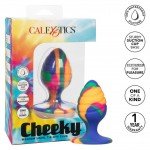 Текстурированная анальная пробка из силикона CHEEKY MED SWIRL TIE-DYE PLUG - размера M - 7,5 см