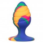 Текстурированная анальная пробка из силикона CHEEKY MED SWIRL TIE-DYE PLUG - размера M - 7,5 см