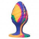 Текстурированная анальная пробка из силикона CHEEKY LRG SWIRL TIE-DYE PLUG - размера L - 9 см