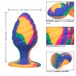 Текстурированная анальная пробка из силикона CHEEKY LRG SWIRL TIE-DYE PLUG - размера L - 9 см