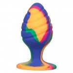 Текстурированная анальная пробка из силикона CHEEKY LRG SWIRL TIE-DYE PLUG - размера L - 9 см