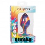 Текстурированная анальная пробка из силикона CHEEKY LRG SWIRL TIE-DYE PLUG - размера L - 9 см